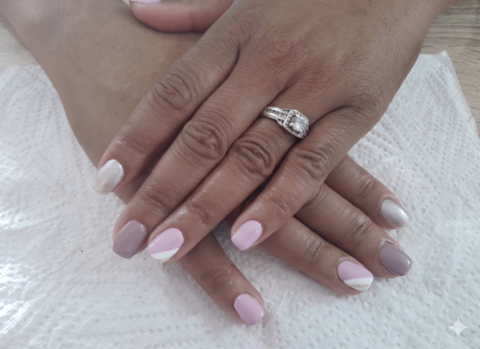 Pink and mauve chevron gel nails