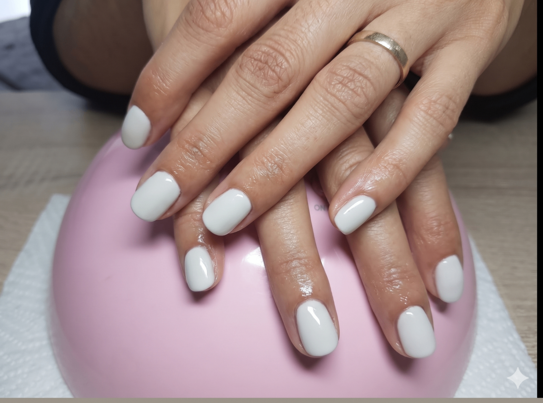 Soft white gel manicure